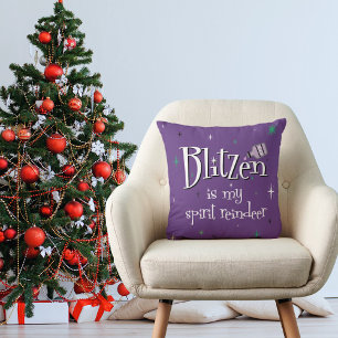 Christmas Blitzen ist mein Spirit Reindeer Lila Kissen