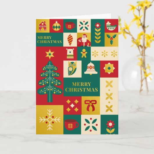 Christmas block pattern bauhaus style karte (Gelbe Blume)