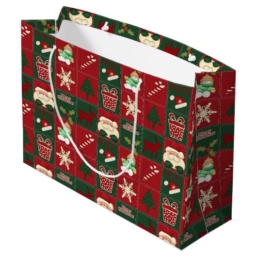 Christmas Blocks-GIFT BAG L Große Geschenktüte (Rückseite Schrägansicht)