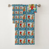 Christmas Blonde Elf Red Dragon Fantasy Badhandtuch Set (Insitu)