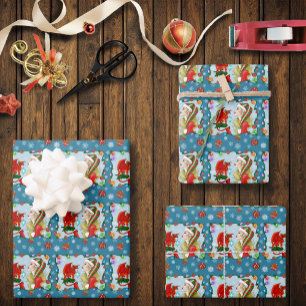 Christmas Blonde Elf Red Dragon Fantasy Geschenkpapier Set