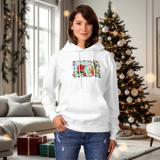 Christmas Blonde Elf Red Dragon Fantasy Hoodie