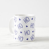 Christmas Blue and White Coffee Mug Ho Ho Ho Heart Kaffeetasse (Vorderseite Links)