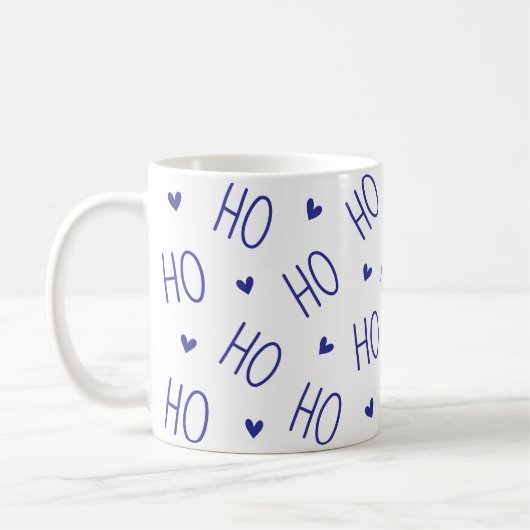 Christmas Blue and White Coffee Mug Ho Ho Ho Heart Kaffeetasse (Links)