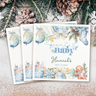 Christmas Blue Boy Santa Baby Dusche Serviette