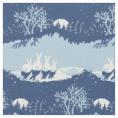 Christmas Blue Bunny Rabbit Niedliche Vintage Szen Stoff (Nahaufnahme)