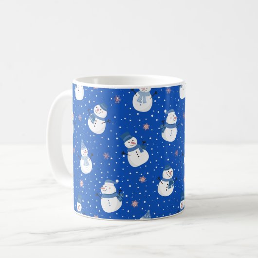 Christmas Blue Coffee Tasse mit Snowmen (Vorderseite Links)