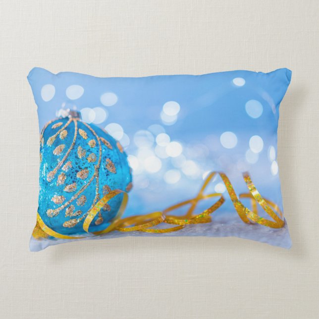 Christmas Blue Decor Ball Dekokissen (Vorderseite)