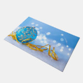 Christmas Blue Decor Ball Fußmatte (Schrägansicht)