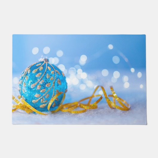 Christmas Blue Decor Ball Fußmatte (Vorderseite)