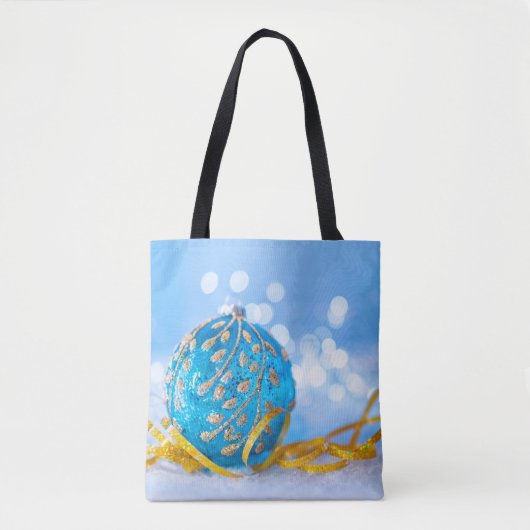 Christmas Blue Decor Ball Tasche (Vorderseite)