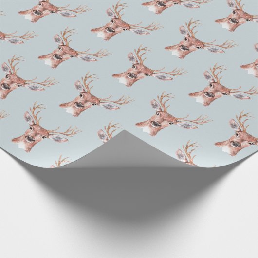 Christmas Blue Deer Snow Geschenkpapier (Ecke)