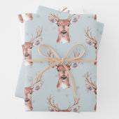 Christmas Blue Deer Snow Geschenkpapier Set (Beispiel)
