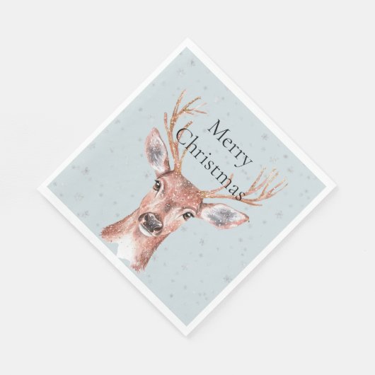 Christmas Blue Deer Snow Serviette (Ecke)