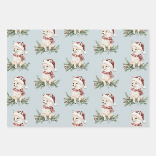 Christmas Blue Fox Snow Geschenkpapier Set (Vorderseite 3)