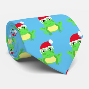 Christmas Blue Frog Weihnachtsmannmütze Pattern No Krawatte