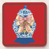 Christmas Blue Ginger Jar Getränkeuntersetzer (Vorderseite)