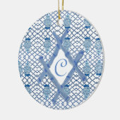 Christmas Blue Ginger Jar Keramik Ornament (Links)