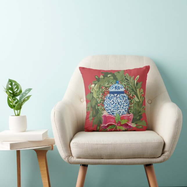 Christmas Blue Ginger Jar Kissen (Stuhl )