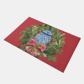 Christmas Blue Ginger Jar Wreath Fußmatte (Schrägansicht)