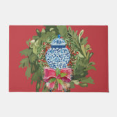 Christmas Blue Ginger Jar Wreath Fußmatte (Vorderseite)