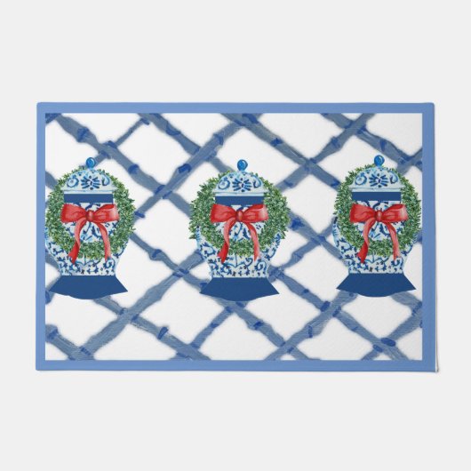 Christmas Blue Ginger Jars Doormat Begrüßungsmatte Fußmatte (Vorderseite)