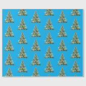 Christmas Blue Ginger Jars Wrapping Paper Geschenkpapier (Flach)