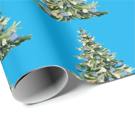 Christmas Blue Ginger Jars Wrapping Paper Geschenkpapier (Rolleneckpunkt)