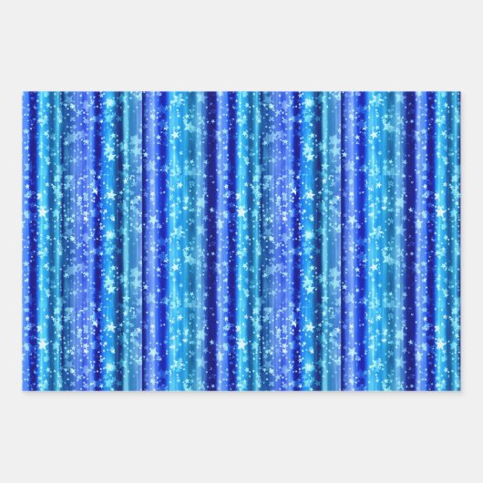 Christmas Blue Glitzer Gold Stars, Blumenstrauß Geschenkpapier Set (Vorderseite 2)