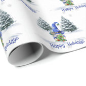 Christmas Blue Gnome in Snowflakes Geschenkpapier (Rolleneckpunkt)