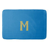 Christmas Blue Gold Monogram Badematte (Vorderseite)