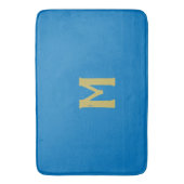 Christmas Blue Gold Monogram Badematte (Vorderseite Vertikal)