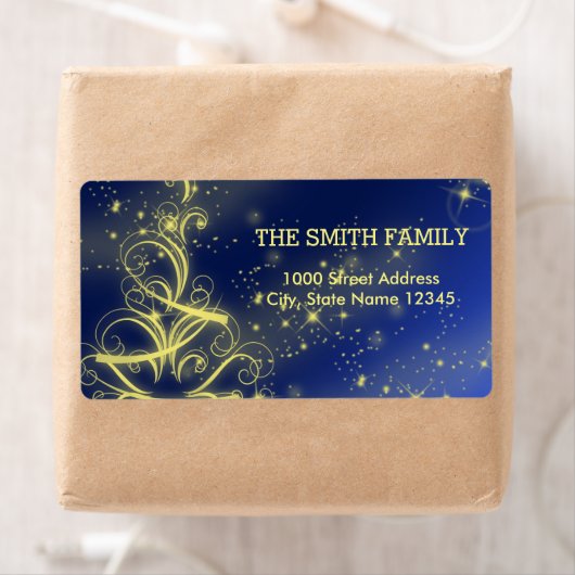 Christmas Blue Gold Sparkle Snowflake (Insitu)