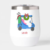 Christmas Blue Golf Cart Personalisiert Preppy (Vorderseite)