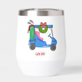 Christmas Blue Golf Cart Personalisiert Preppy (Rückseite)