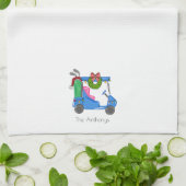 Christmas Blue Golf Cart Personalisiert Preppy Geschirrtuch (Gefaltet)