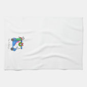 Christmas Blue Golf Cart Personalisiert Preppy Geschirrtuch (Horizontal)