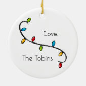 Christmas Blue Golf Cart Personalisiert Preppy Keramik Ornament (Hinten)