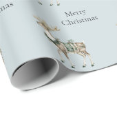 Christmas Blue Green Deer Geschenkpapier (Rolleneckpunkt)