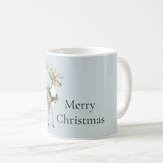 Christmas Blue Green Deer Kaffeetasse (VorderseiteRechts)