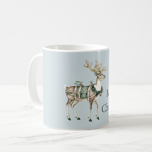 Christmas Blue Green Deer Kaffeetasse (Vorderseite Links)
