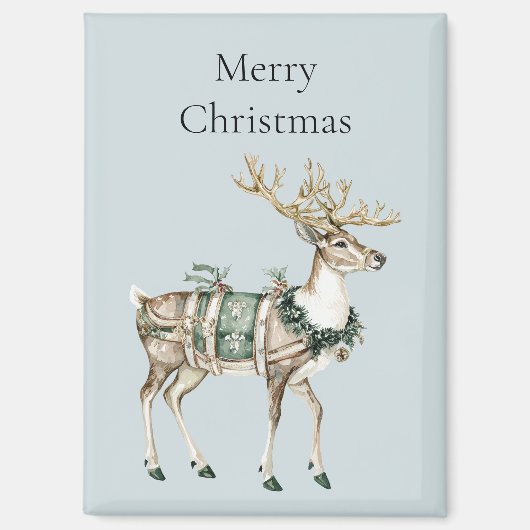 Christmas Blue Green Deer Magnet (Vorderseite)