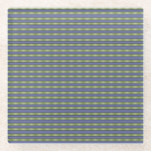 CHRISTMAS BLUE & GREEN RIBBON LOOK STRIPES GLASUNTERSETZER