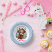 Christmas Blue Highlander Cow Pappteller (Party)