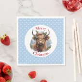 Christmas Blue Highlander Cow Serviette (Beispiel)