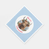 Christmas Blue Highlander Cow Serviette (Ecke)