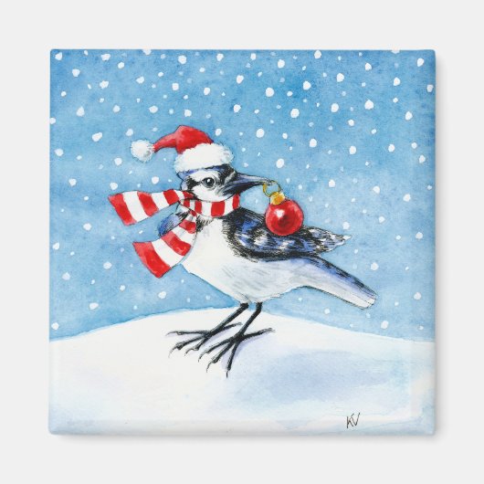 Christmas Blue Jay Magnet (Vorne)