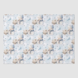 Christmas Blue Little Snowman Seidenpapier