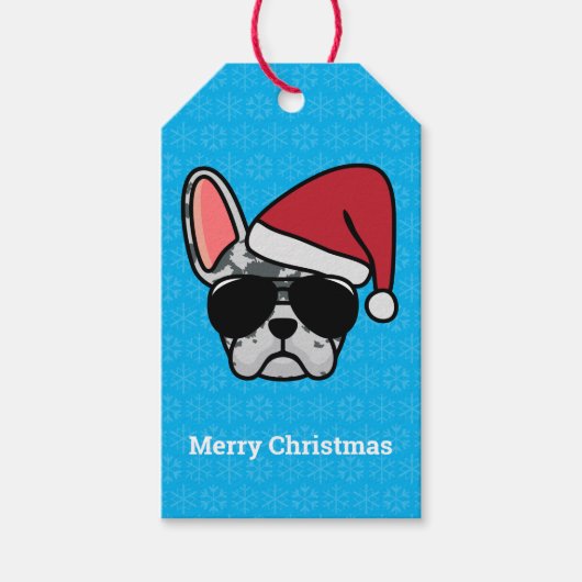 Christmas Blue Merle French Bulldog Geschenkanhänger (Vorderseite)