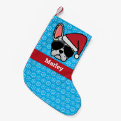 Christmas Blue Merle French Bulldog Kleiner Weihnachtsstrumpf (Vorderansicht (hängend))